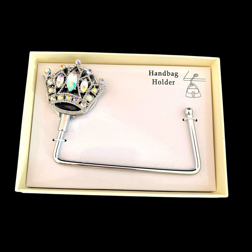 Crown Handbag Handbag Holder Pink Enamel Crystals New In Box